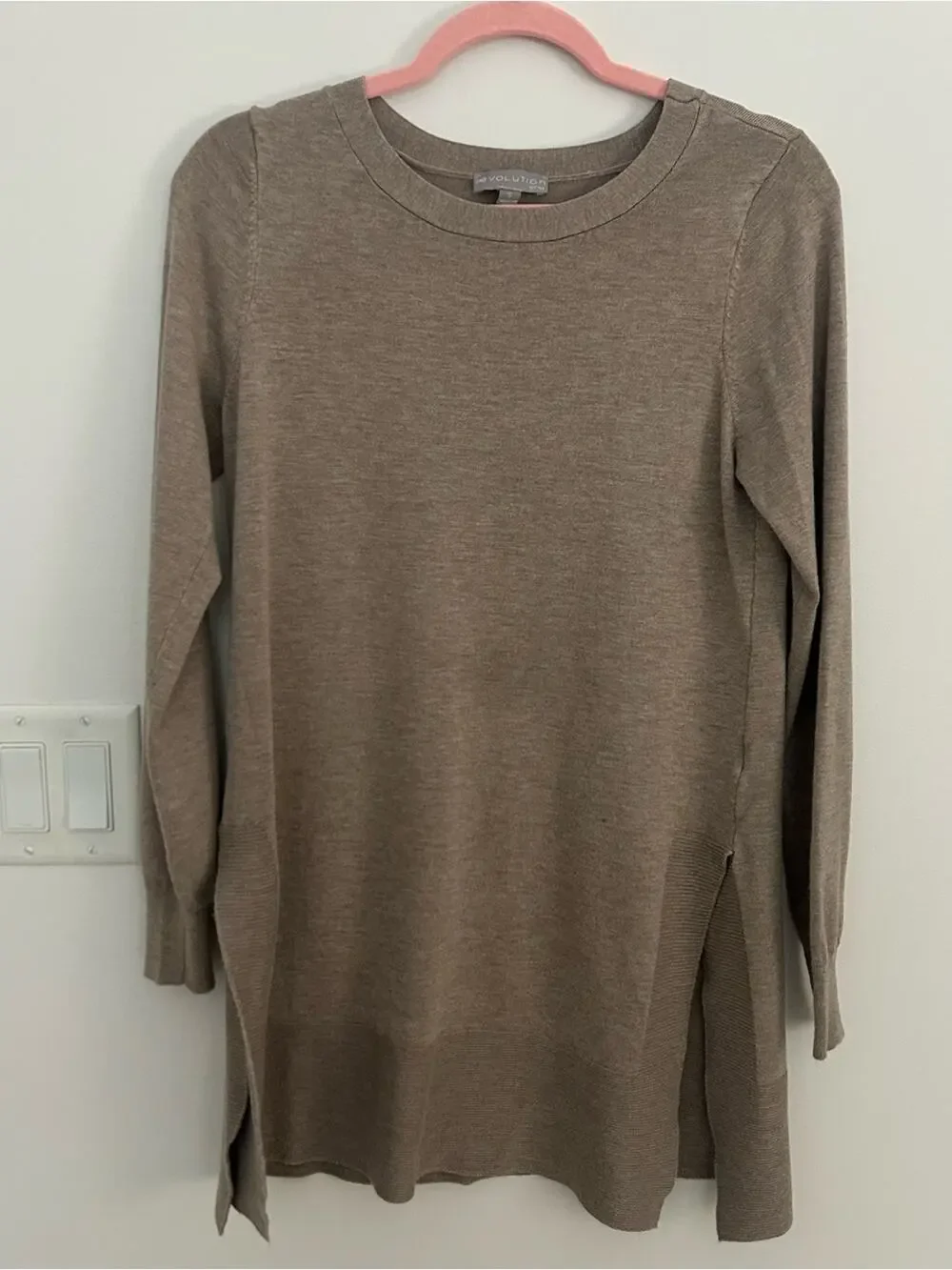 EVOLUTION by Cyrus Tunic Sweater Light Brown Long Sleeve Women’s S